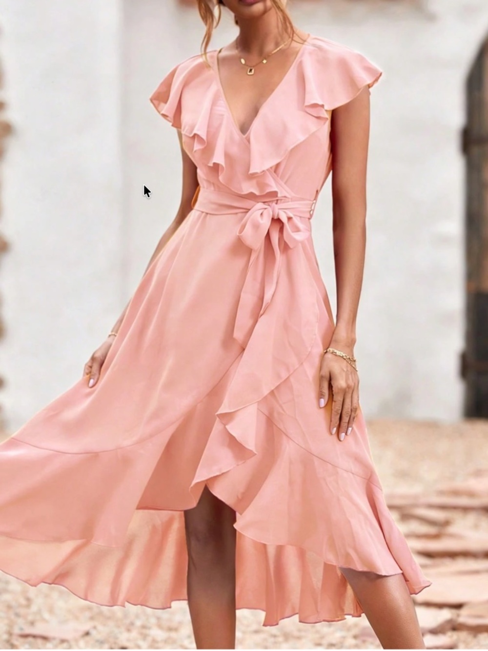 Boho ruffle hem wrap belted Maxi Dress - Picture 8 of 10